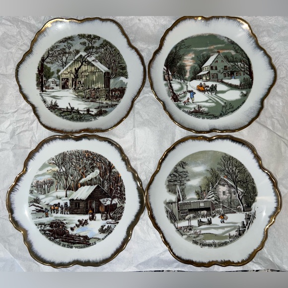 currier & ives Other - 4 Currier & Ives winter plates